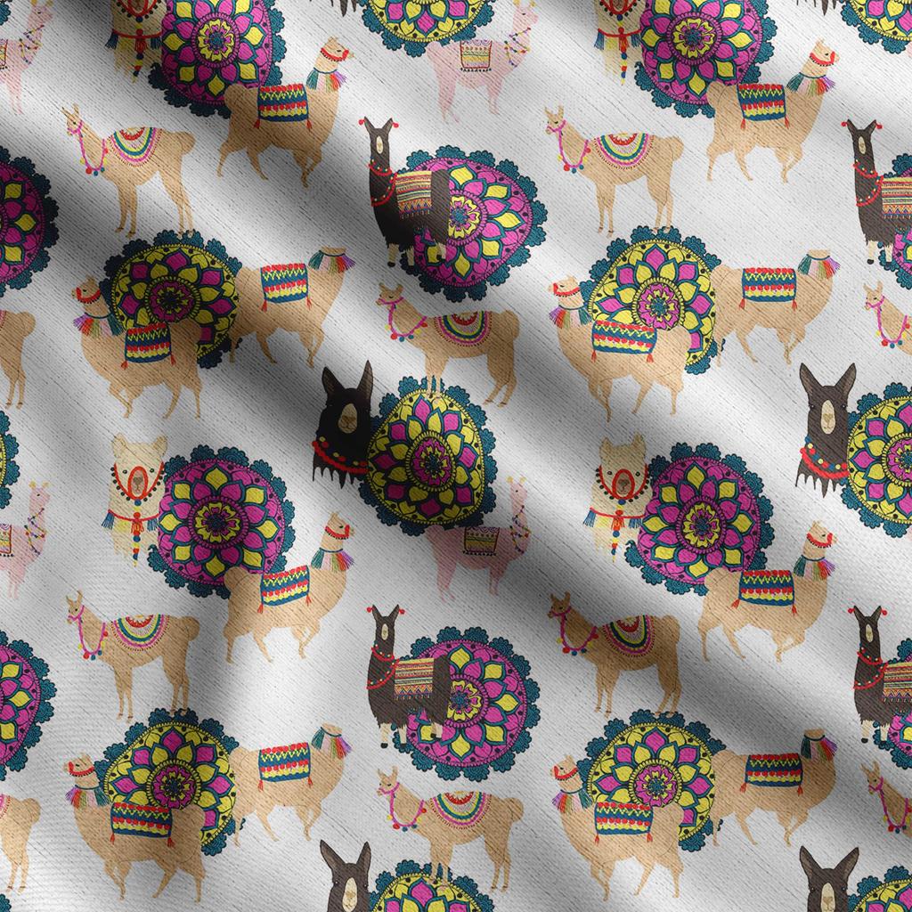 Soimoi Принт ламы альпаки, хлопковый батист, ткань для квилтинга, продаваемая во дворе, хлопчатобумажная ткань средней плотности шириной 42 дюйма, швейные принадлежности, синяя и