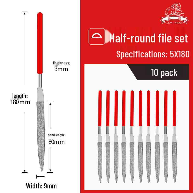 Titanium-Plated Fine Alloy Diamond File Set for Metal Grinding & Deburring