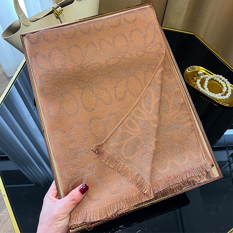 Double-Sided Commuting Warm Fashion Elegant Simple Atmosphere Tencel Cotton Scarf Shawl Cape Female Big Name Style