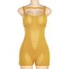 Summer Women's Jumpsuit Sexy Hollow Out Package Hip Low Neck Tight Knit High Waist Casual One-piece Shorts