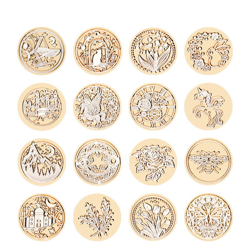 Звездное небо Лотос Роза Узор Восковая Печать Штамп Ретро-сургучный штамп Заменить головку Цветы Лист Украсить Подарок