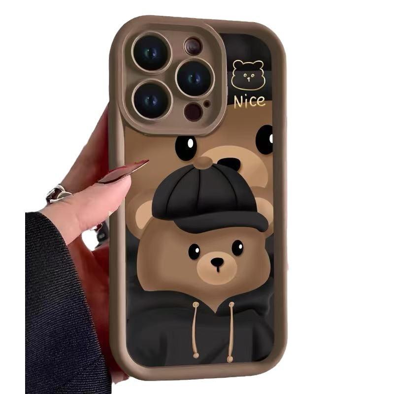 Милый коричневый медведь подходит для чехла для мобильного телефона iphone17pro Apple 15/14 Европа и Америка 13promax новый 16.