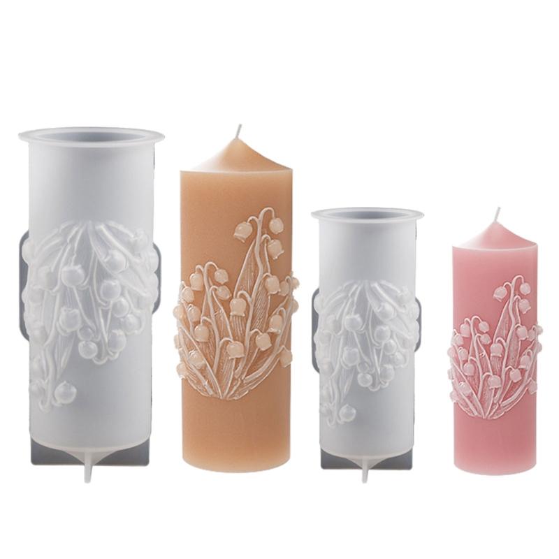 Силиконовая форма для литья смолы Цилиндрическая форма с цветами Формы для свечей для мыла ручной работы