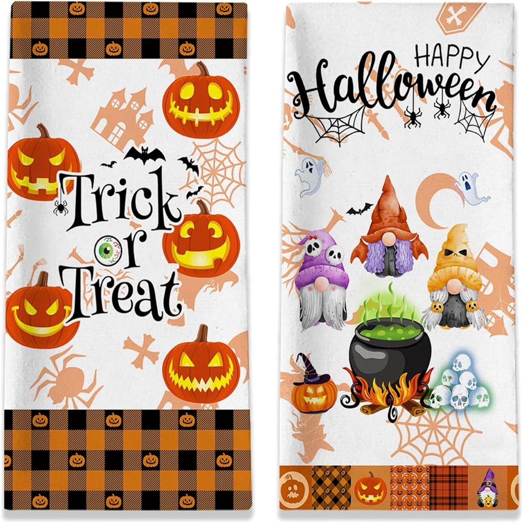Microfiber Halloween Pumpkin Festival Green Elf/ Printed Towel Kitchen Washing Hand Towel Face Towel