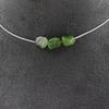 Stones and Minerals. 3-pearl Necklace of Siberian Nephrite Jade (Russia). Steel Chain Necklace Women, Men. Custom Size