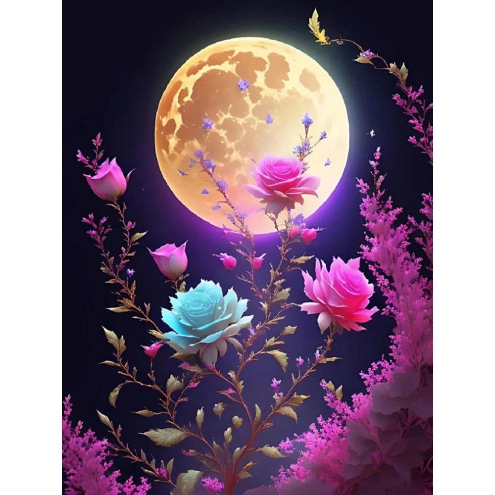 Алмазная картина, полная дрель, красивая кошка, животное, круглая алмазная живопись, ручная работа, лунный цветок, сделай сам, алмазная мозаика, картина, украшение дома