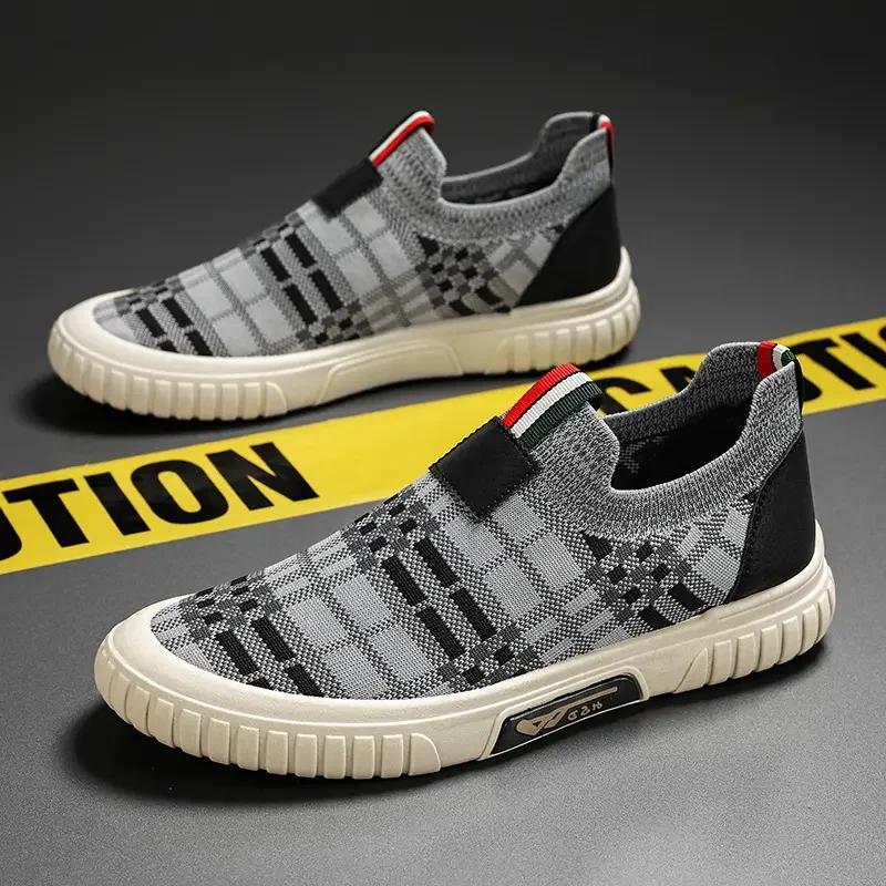 Мужские туфли из парусины с резиновой подошвой, сетчатые дышащие повседневные спортивные туфли для мужчин Zapatos Casuales
