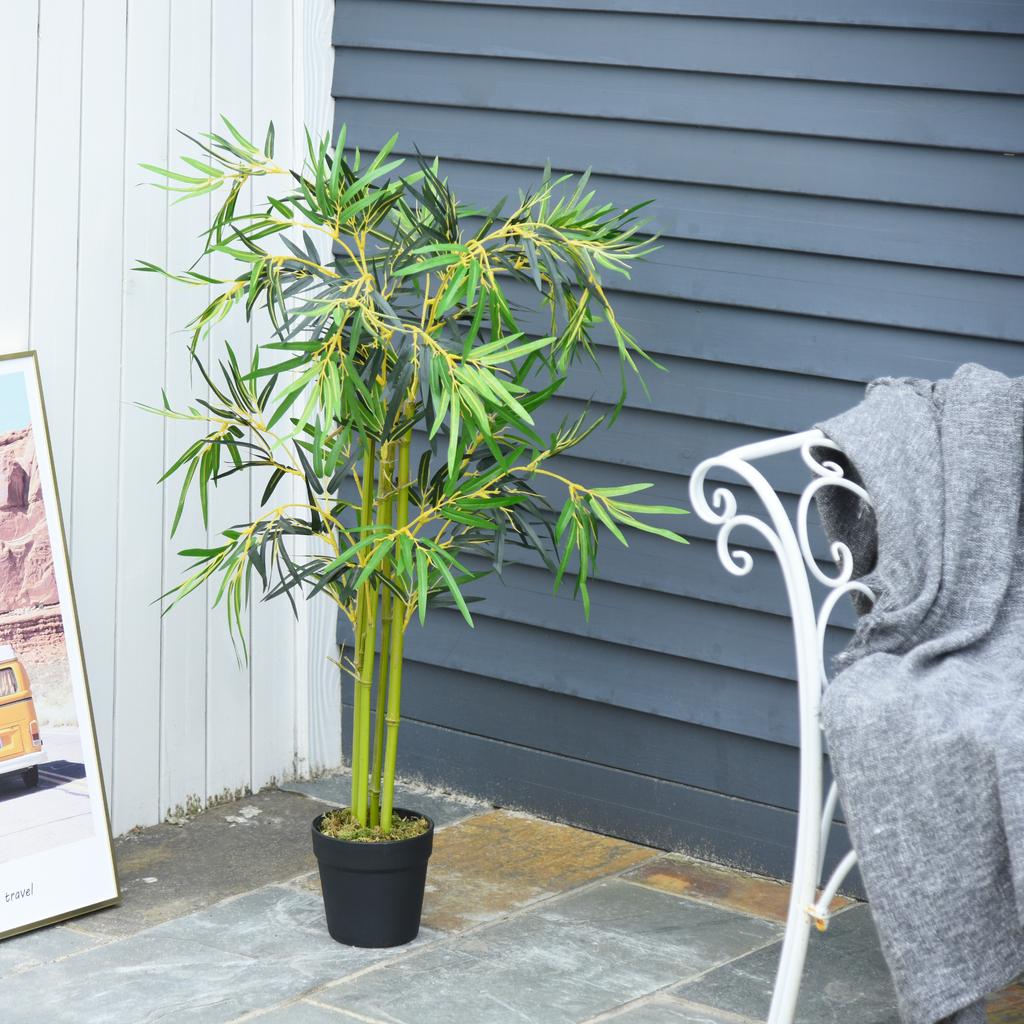 Artificial Bamboo in Pot, Fake Plant Decoration for Indoor and Outdoor, Height 120cm, Green