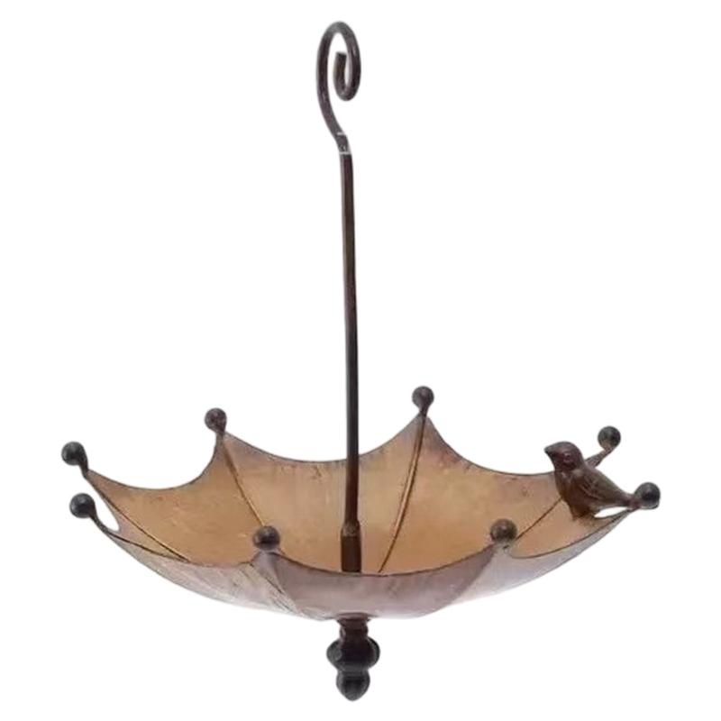 Umbrella Shaped Hanging Bird Feeder Tray Multi-Purpose Iron Art Hummingbird Feeders for Courtyard/Terrace/Wallway/Balcony/Indoor
