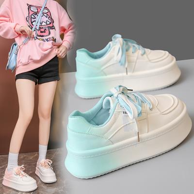 Модная женская спортивная обувь 2024 года, осенняя, чисто-белая, дышащая, на толстой подошве, повседневная, студенческая, спортивная, белая обувь, простая и универсальная