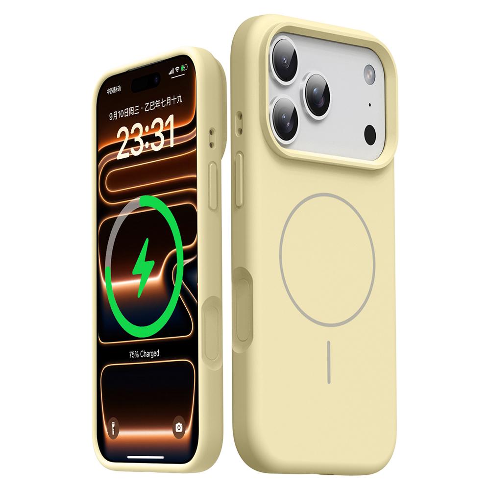 For iPhone 17 Pro Magnetic Case Skin-Friendly Liquid Silicone + PC Phone Cover Compatible with MagSafe