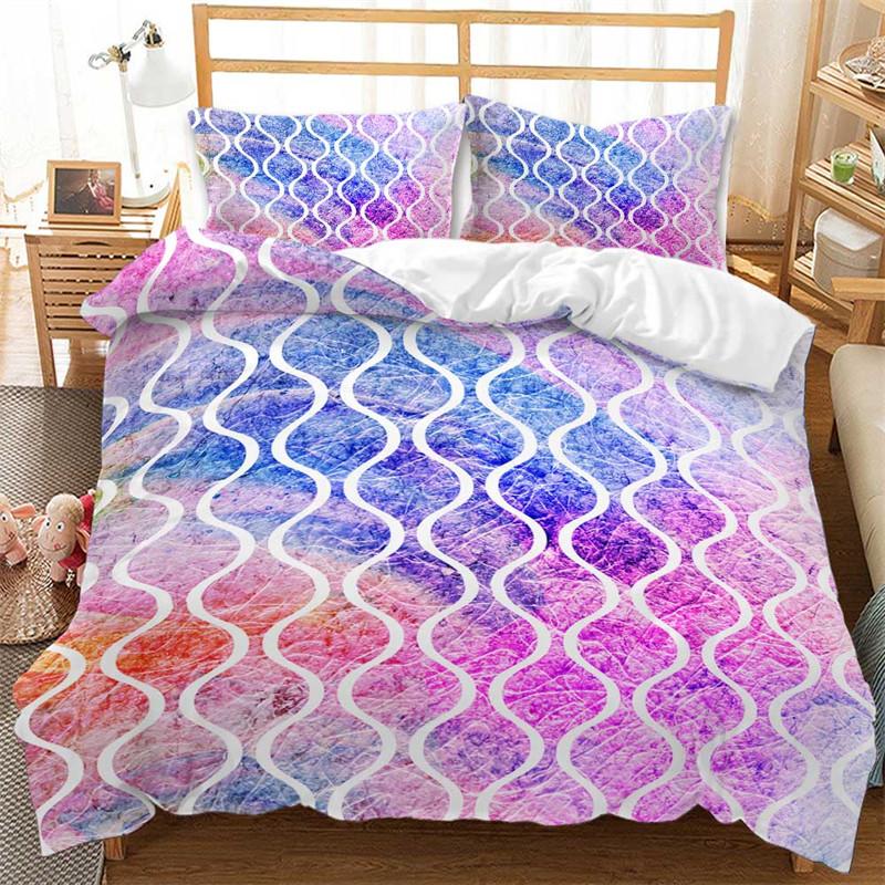 Шикарный девчачий мраморный пододеяльник с абстрактным геометрическим узором, комплект постельного белья из микрофибры, блестящий синий пододеяльник, покрывало King Queen для ребенка, подростка, мальчика