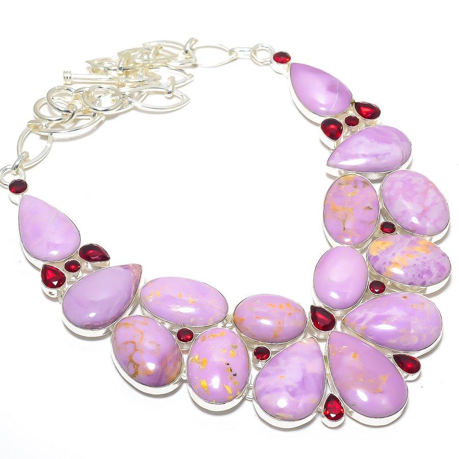 Фосфодерит, гранатовый драгоценный камень, серебряное ожерелье ручной работы 925 пробы 18 дюймов JCN380-31