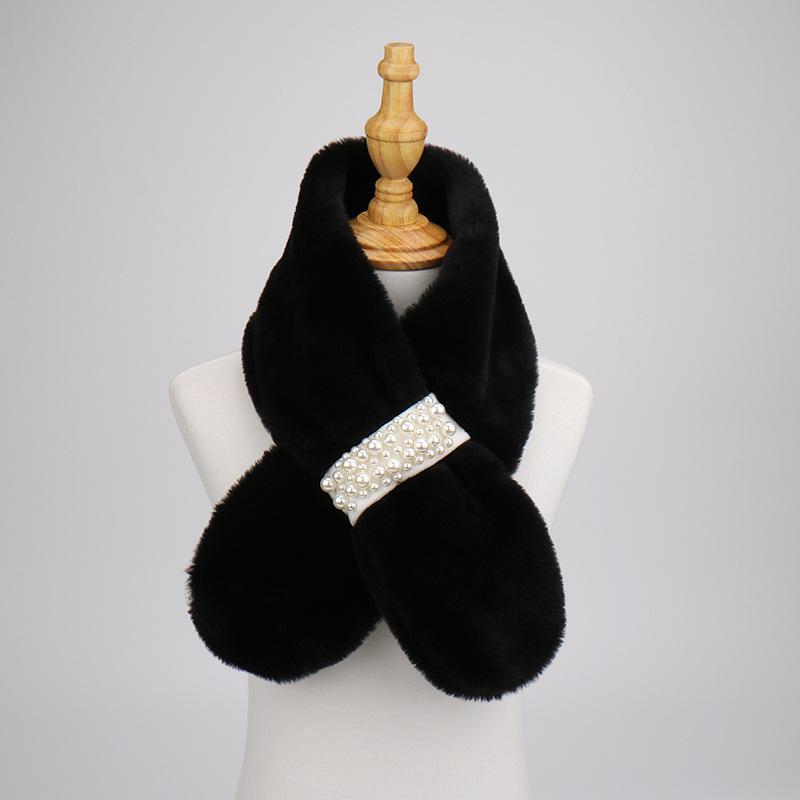 Женский плюшевый шарф: Высококачественный, корейский стиль, искусственный мех кролика, густой и теплый для осени/зимы