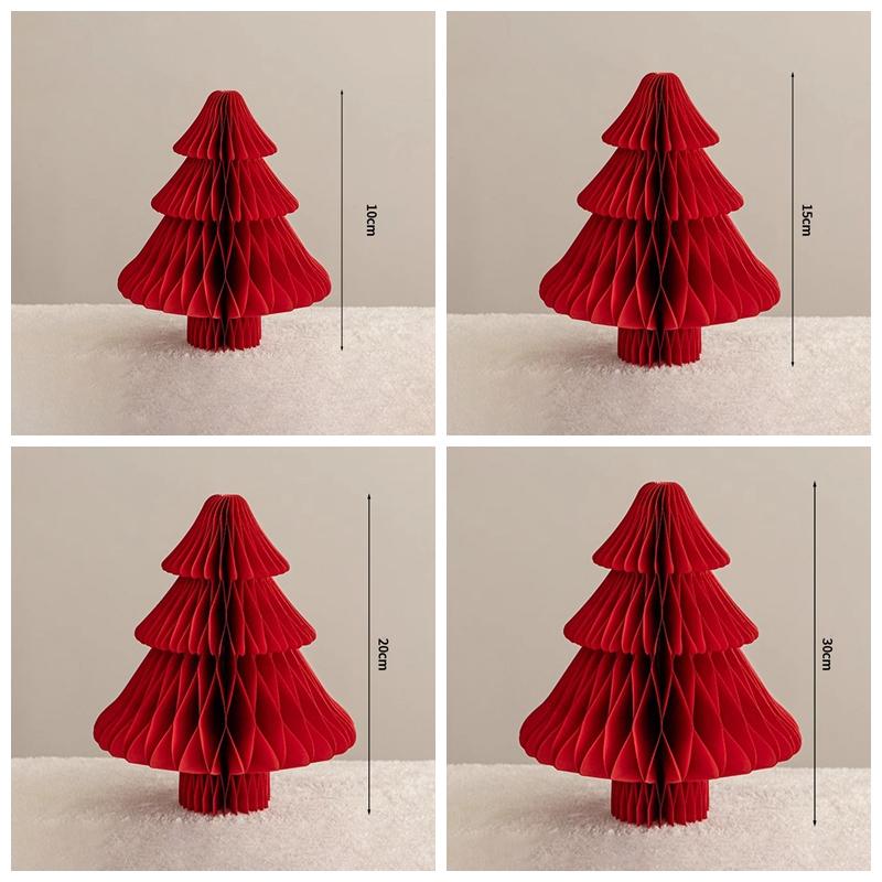 Paper Folding Christmas Tree Ornament 3D Honeycomb Christmas Tree New Year Xmas Festive Atmosphere Party Dinner Tabletop Decor