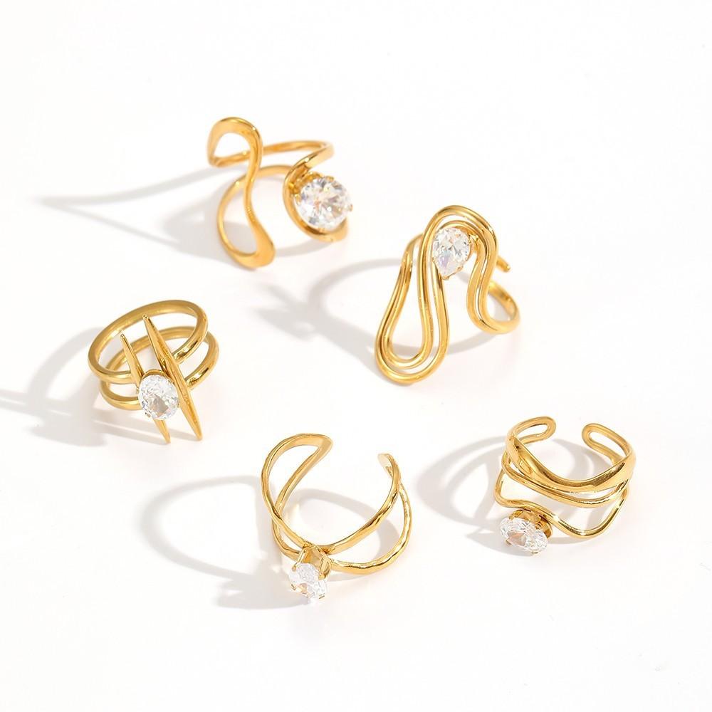 Minimalist Stainless Steel Zirconia Ring For Women With Irregular Shape And Elegant Look