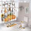 Комплект водонепроницаемых, устойчивых к плесени занавесок для душа с тыквой и кленовым листом на День благодарения - занавеска для разделительной двери без проколов для ванной комнаты