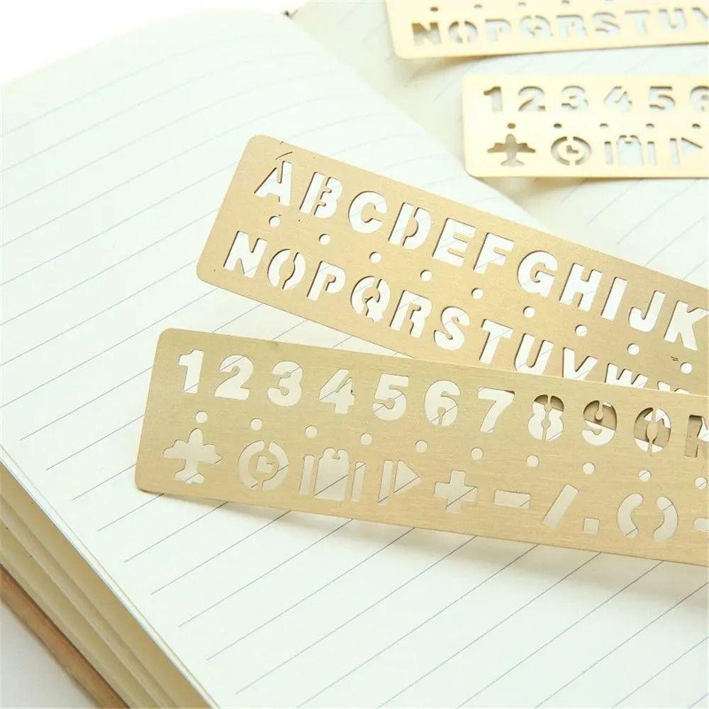 Brass Ruler Bookmark Hollow Metal Bookmark Stationery Number Letter Bookmark  Page Marker