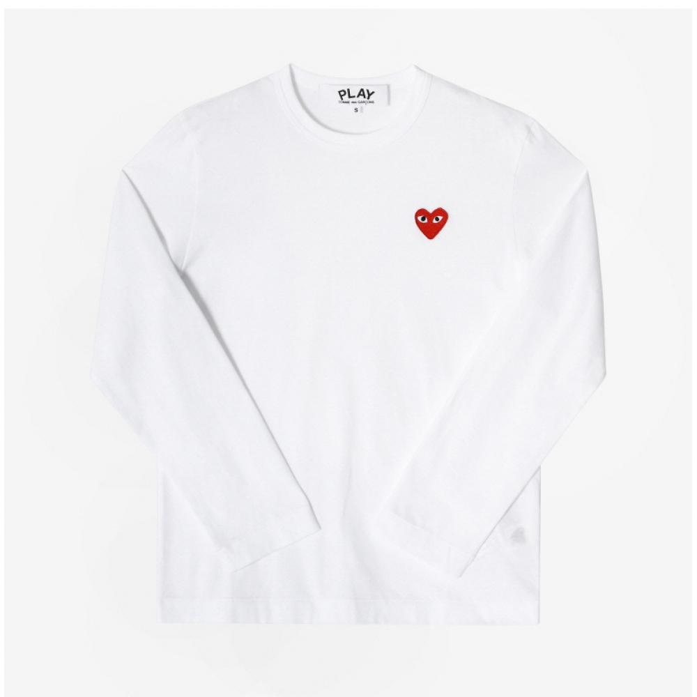 Comme Des Gar Ons Play Футболка с длинным рукавом с нашивкой в виде красного сердца Ax T118 051