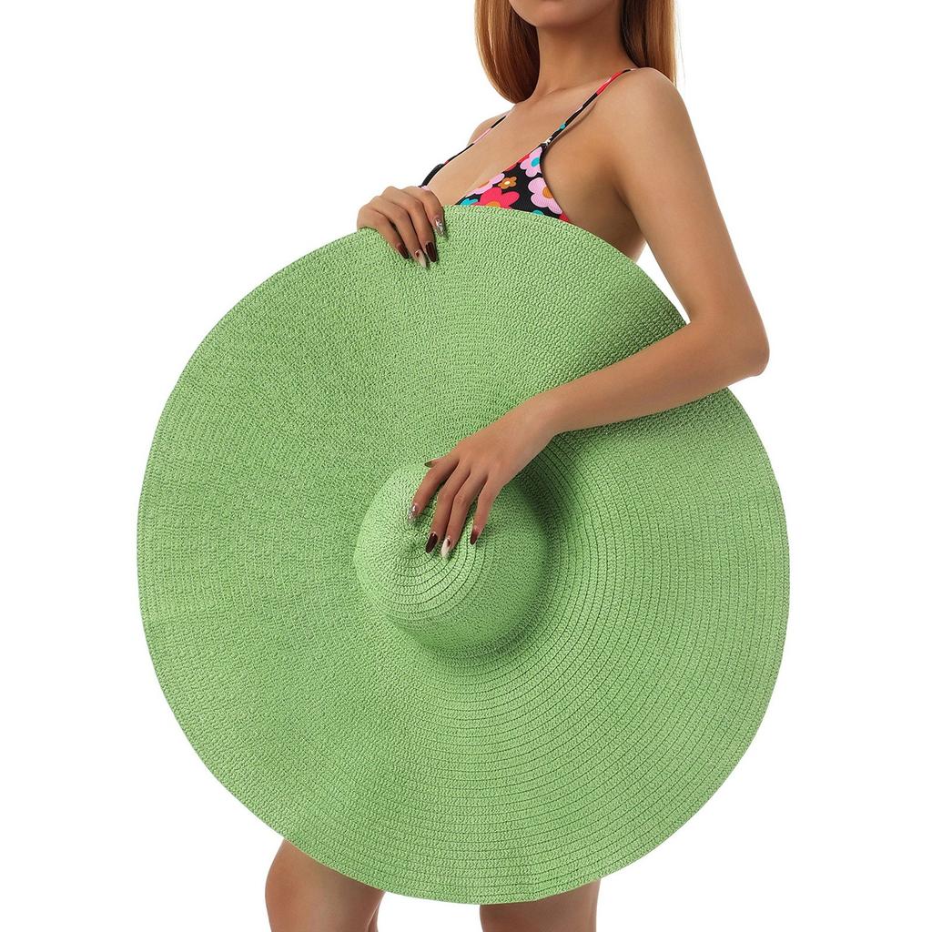 Женская шляпа от солнца с широкой оправой, летняя шляпа, складная пляжная шляпа с рулонами, женская летняя однотонная шляпа от солнца на Гавайях с широкой каймой