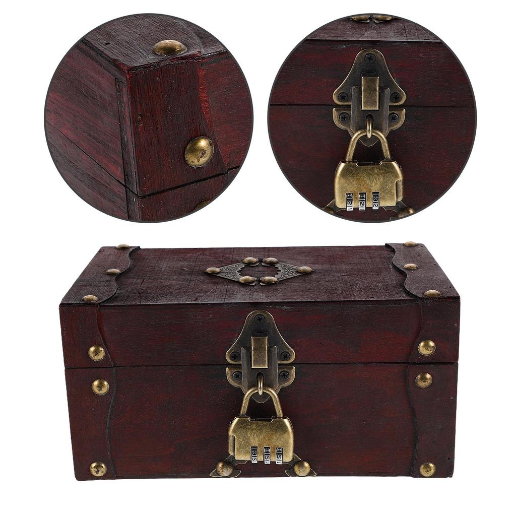 Шкатулка для украшений Квадратная форма Потертая отделка Сундук для хранения Деревянный футляр Мини-органайзер Шкатулка для сокровищ Подарки