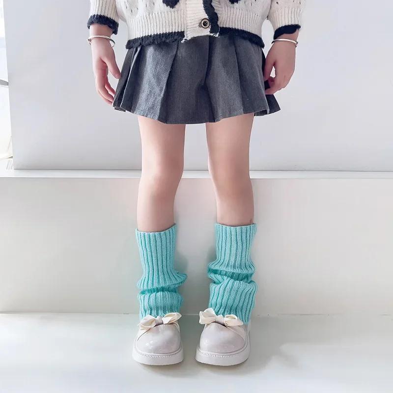 19 Стилей Конфетных Цветов Корейские Милые Детские Гетры Вязаные Чехлы для Ног Детские Девочки Однотонные Эластичные Гольфы-Трубы Осенне-Зимние