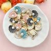 14.5 * 15.5mm 20cps DIY Accessories Oil Dripping Pearl Shell Necklace Alloy Beads Pendant Earrings Jewelry Pendant