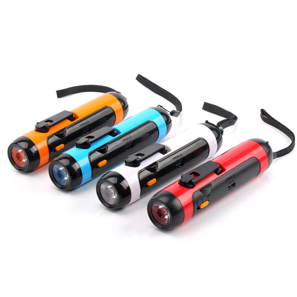 MOONN Alarm FM Radio Mobile Phone Charging Hand-operated Power Generate Flashlight