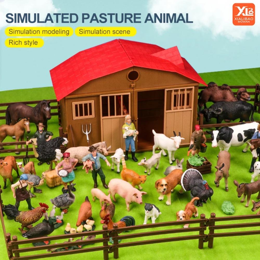 Имитация Фермерских Животных Домашняя Птица Корова Свинья Собака Курица Утка Гусь Детеныш Фигурки Модель Фигурки Развивающая Игрушка Для Детей