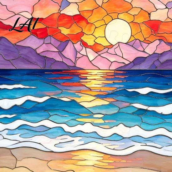 Vibrant Shadow Art Jigsaw Puzzle Suncatcher DIY Puzzles Acrylic Sun Catcher Stained Glass Window UV Printed Hanging Ornament for Home Garden Decor