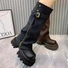Platform Women Knee High Boots Brand High Heels Shoes Woman Winter 2025 Trend Goth Chelsea Casual Shoes Fad Chunky Botas Mujer