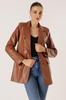 Double Buttoned Faux Pocket Lined Leather Jacket