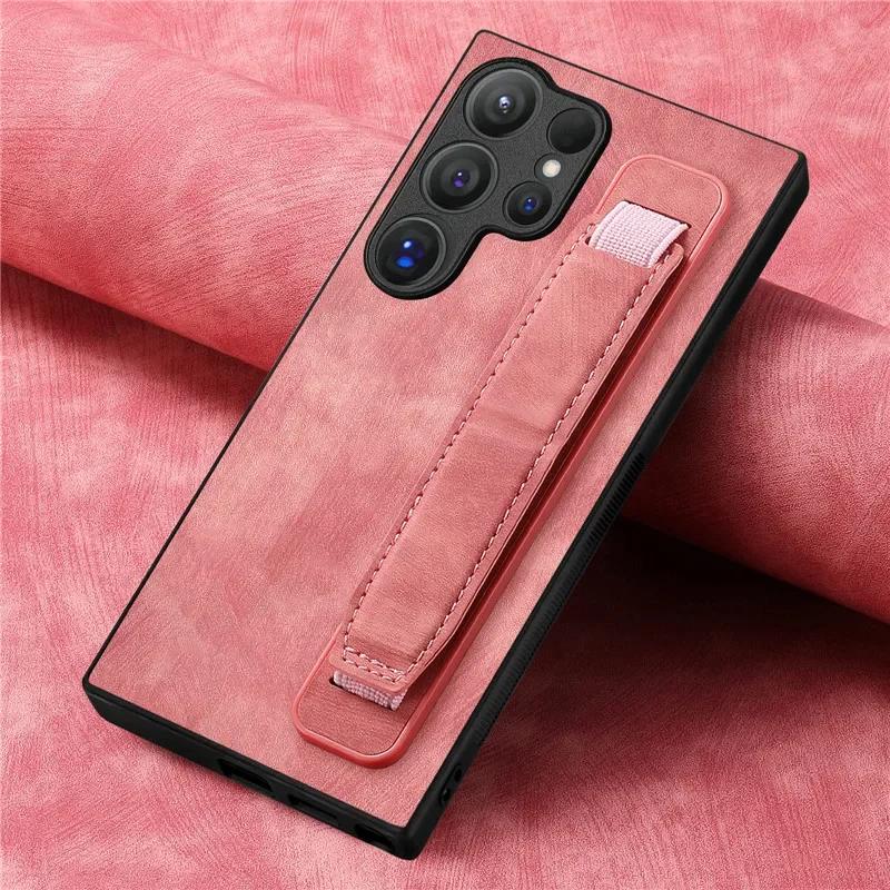 Кожаный чехол-сумка с ремешком на запястье для Samsung Galaxy S26 Ultra S25 Edge S24 Plus S23 FE S22 S21 A17 A37 A57 5G Flip Cover Bag Coque