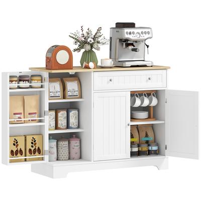Kitchen Sideboard, Storage Cabinet with 3 Doors, Drawer, Door Shelves and Adjustable Shelf, 105x40x83cm, White