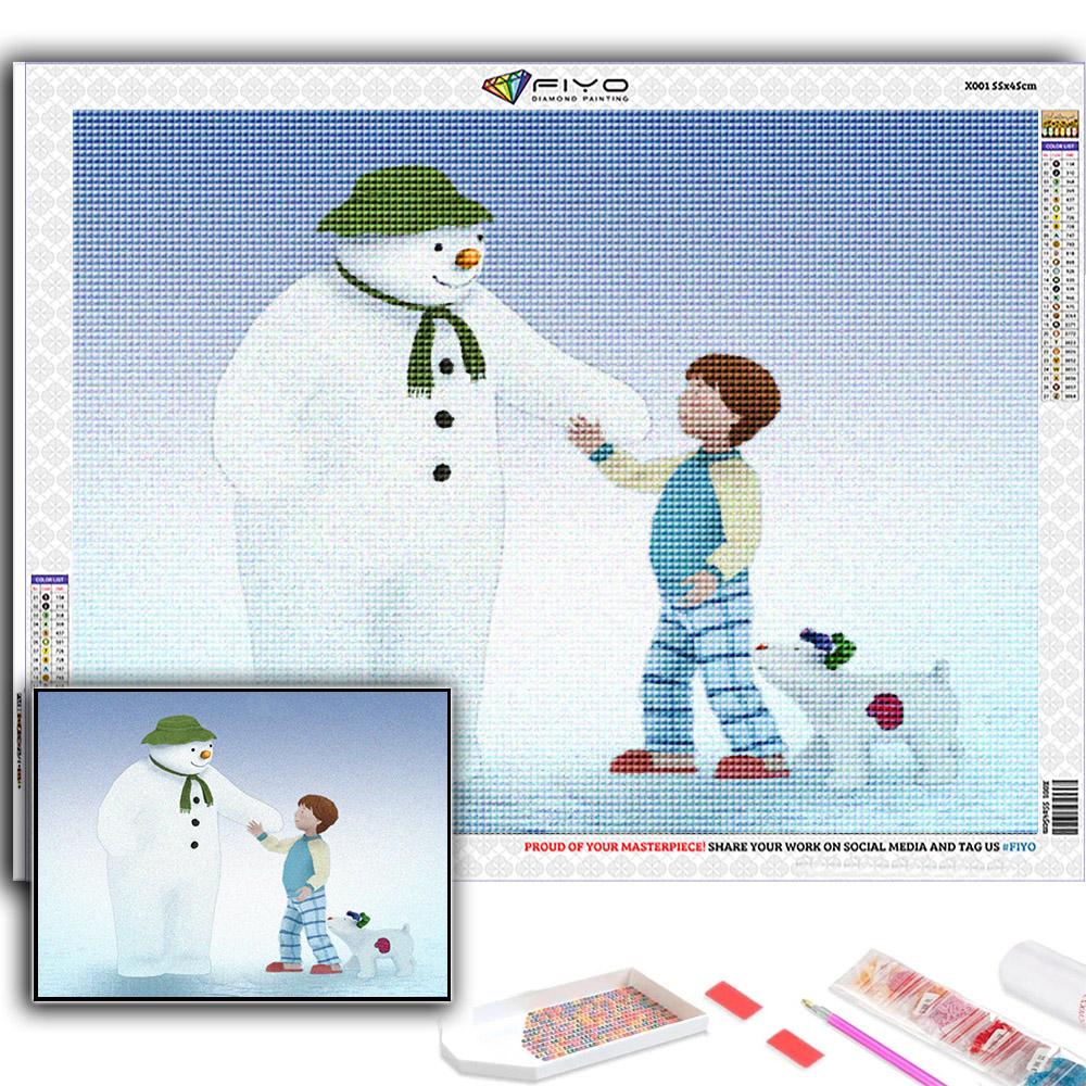 Алмазная картина Рождественская елка Санта-Снеговик Вышивка крестом Стразы Домашний декор