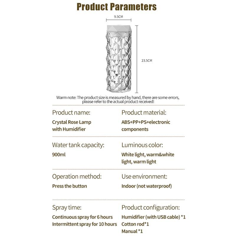Настольный хрустальный увлажнитель на 1000 мл со светодиодной подсветкой. Зарядка через USB. Бесшумный генератор тумана. Автомобильные диффузоры большой емкости. Освежитель воздуха. Распылитель с ночниками.
