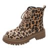 Shoes for Wome New Lace Up Zipper Women Boots Round Toe Mixed Colors Leopard Print Platform Water Proof Fashion Boots