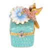 Bird Figurine Jewelry Box Hand Painted Decorative Metal Mini Hinged Jewelry Holder for Rings