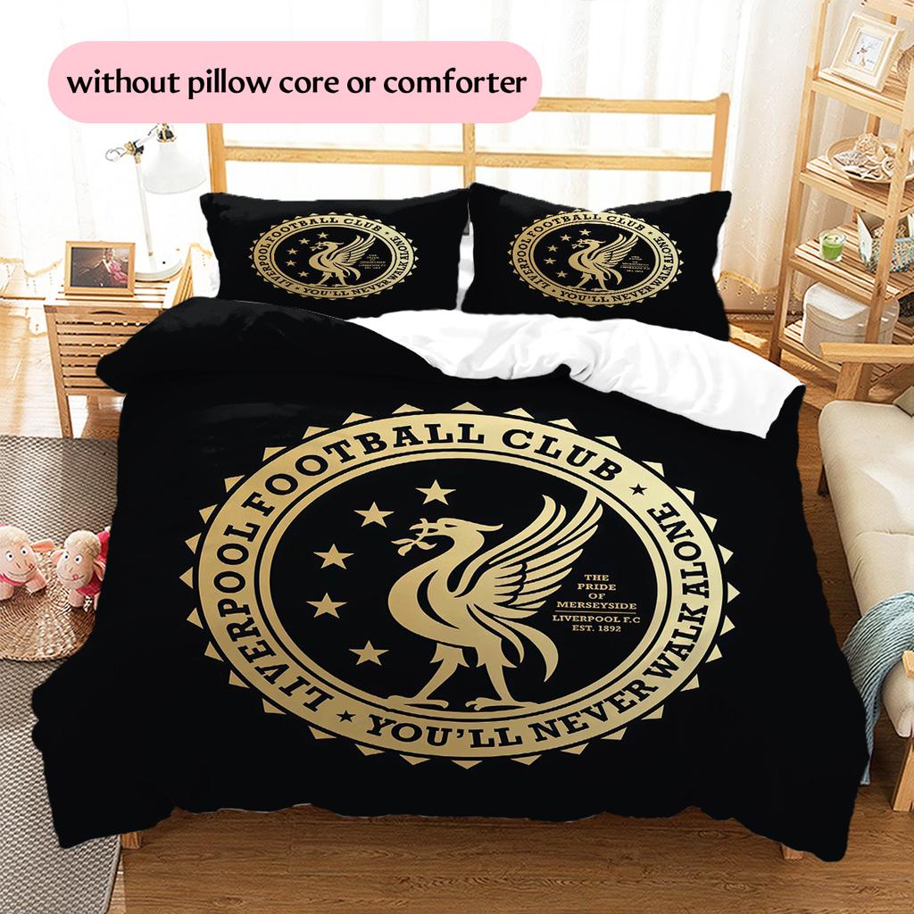 Liverpool Football Club Pattern Bedding Quilt Set Home Decoration Gift (1 * duvet cover + 2 * pillowcase without core)