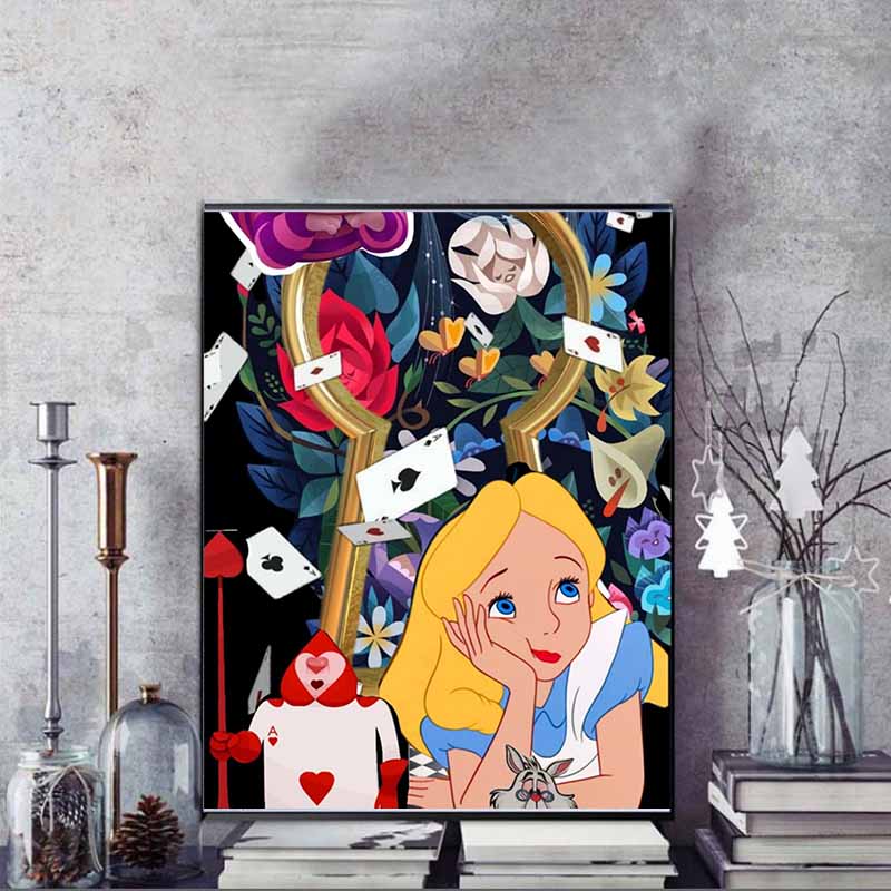 Disney 5D DIY Алмазная мозаика Алис в Стране чудес Иллюстрация Мультфильм Полная Алмазная Мозаика Алмазная Живопись Искусство Настенное Украшение Набор для рукоделия