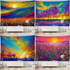 Landscape Oil Painting Colorful Flower Field Tapestry Office Living Room Tapestry Home Wall Decoration Tapestry