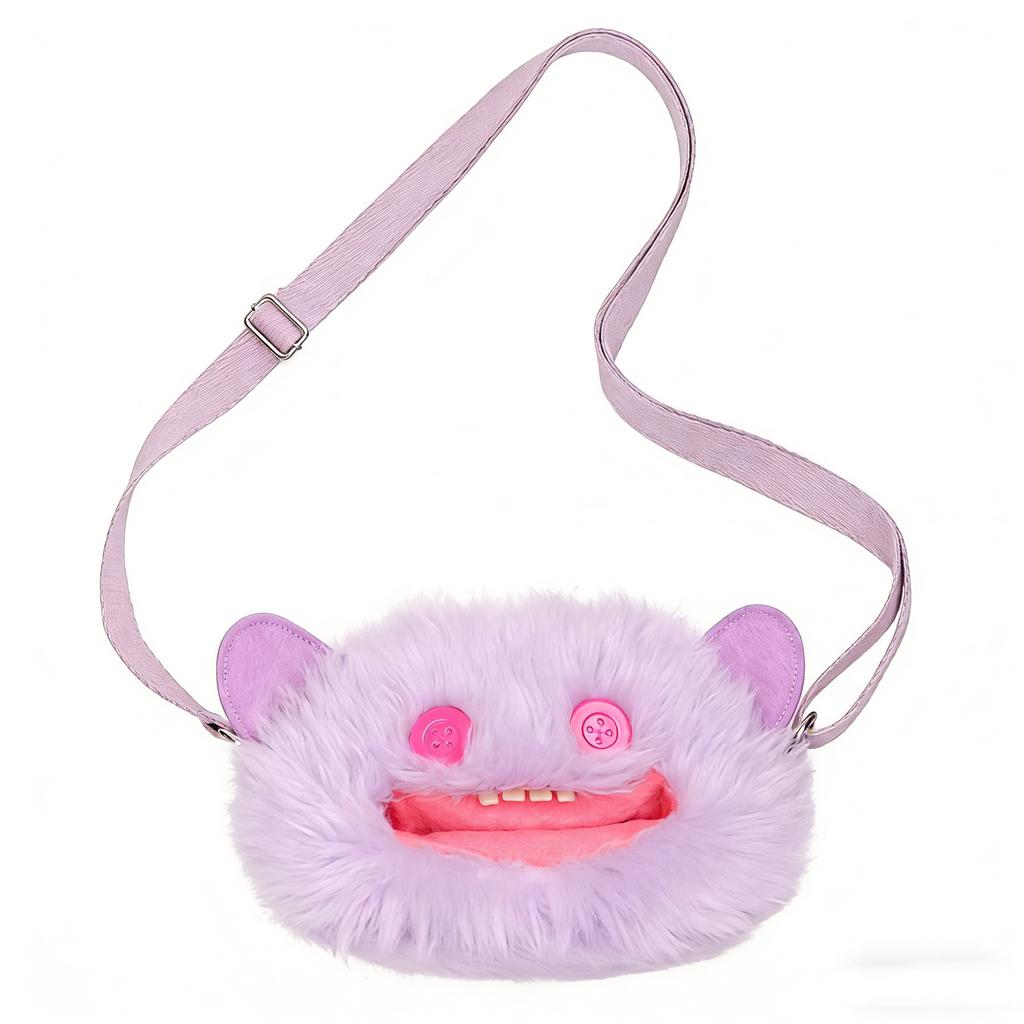 Ugly Cute Tooth Monster Plush Crossbody Bag With Chain Strap Funny Cartoon Animal Shoulder Purse For Girls