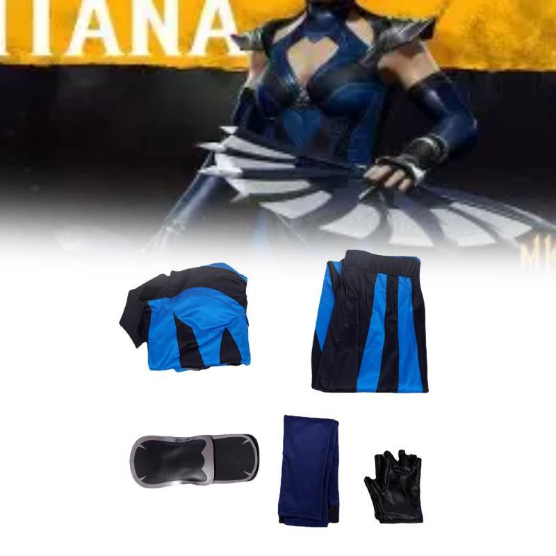 Костюм Китаны для косплея Mortal Kombat с ПУ кожей для косплеерш