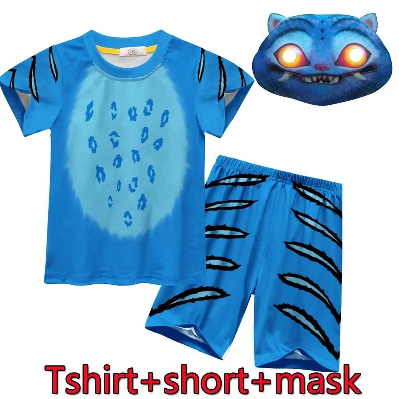 blue Tiger Cosplay Costume elf Tiger Hoodie Pants Sets Kids Halloween Christmas Party Funny Outfits Suit