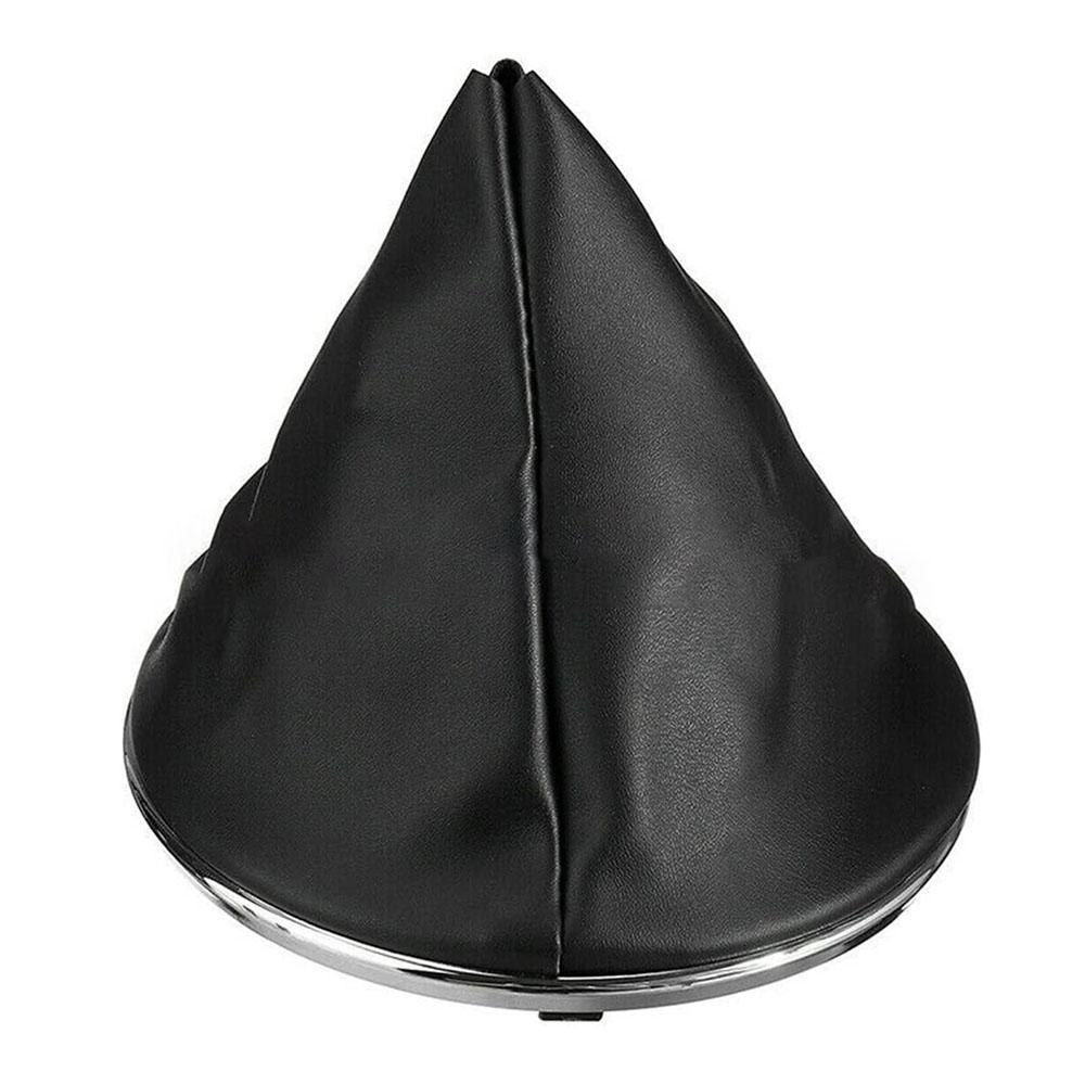 Car Leather Gear Stick Cover Gaiter With Chrome Ring For FIAT 500/500C 2007-2015