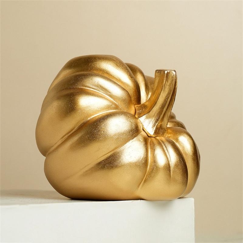 Gold Pumpkin Autumn Decors Decorative Pumpkin for Halloween Thanksgiving Table Centerpieces Mantles Bowl Party Wedding