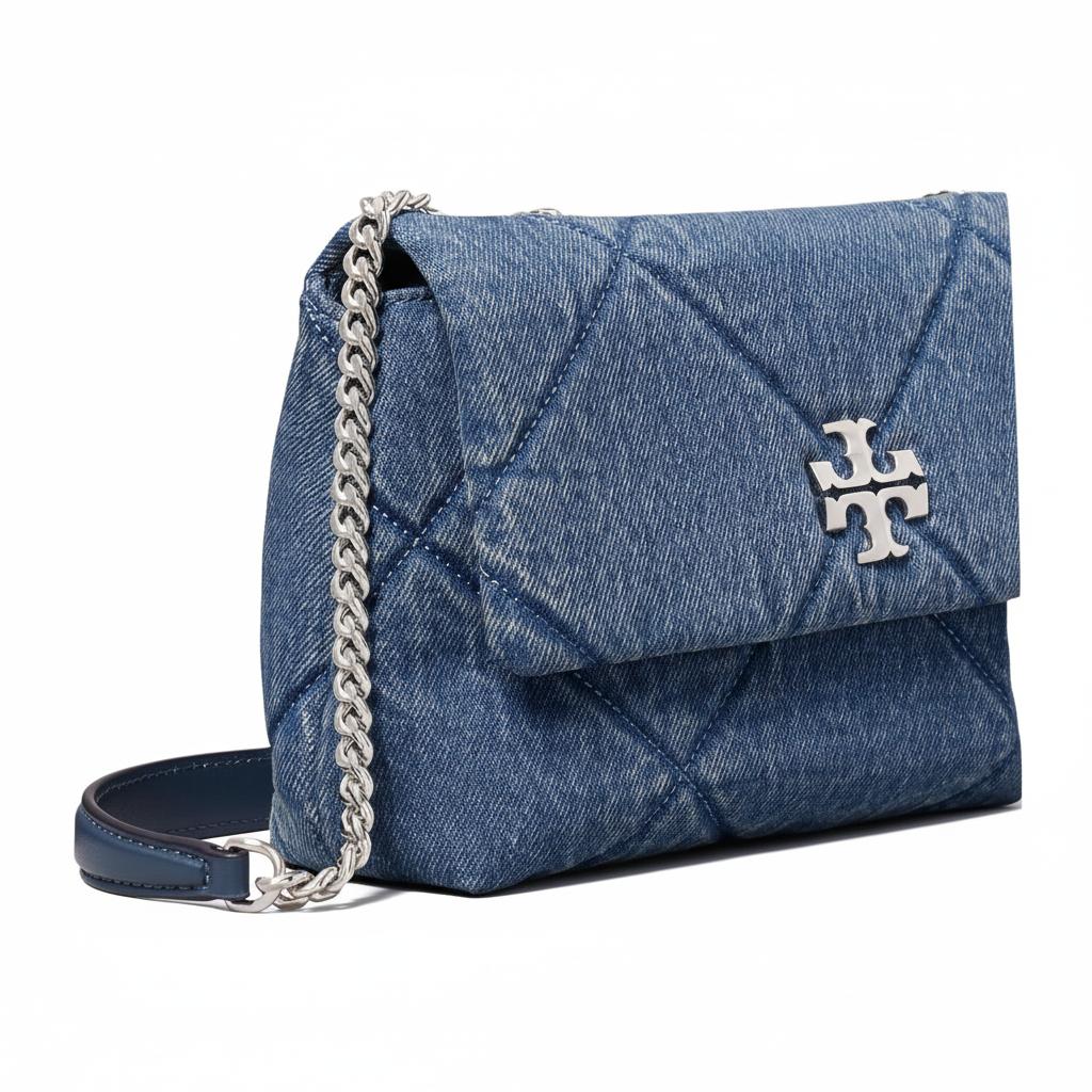 Tory Burch Kira Стеганая джинсовая сумка через плечо с дизайном "Алмаз" Маленькие женские сумки Синий 178637-401