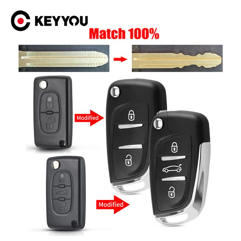 KEYYOU With Cutting Service For Peugeot 207 206 307 407 208 306 Partner For Citroen C2 C3 C5 C6 C8 Xsara Berling Car Key Shell