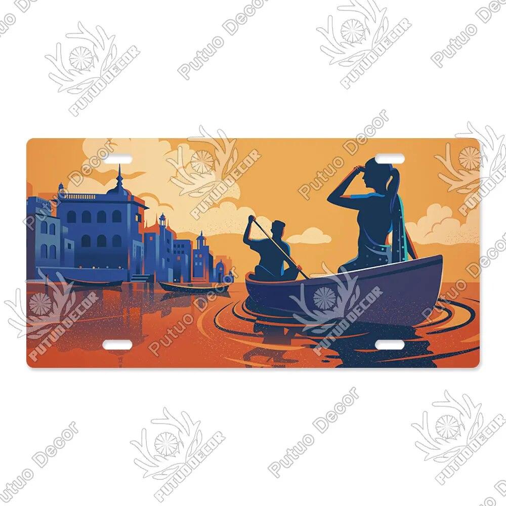 Putuo Decor Illustrations Licenses Plate Tin Sign Plaque Metal Decorative Plate for Car Living Room Door Home Wall Decor
