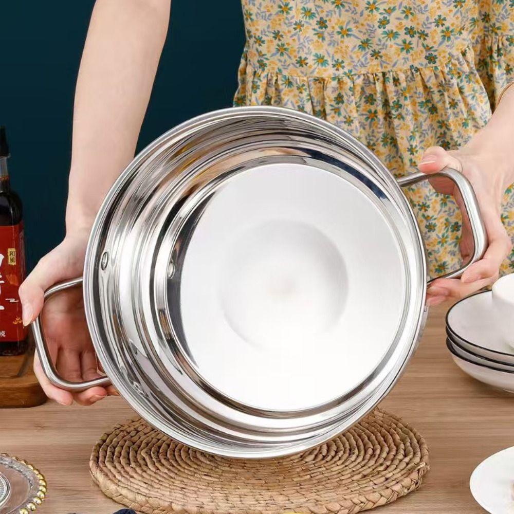 Flat-bottomed Soup Pot Glass Lid Milk Pot Household Hot Pot Noodle